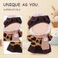 17cm Doll Clothes Set  enhanced Jeans & Knitted Sweater Outfit for 17cm 15cm Dolls  Cute Dress Up Fashion  No Doll Included (Leopard  17cm/15cm)