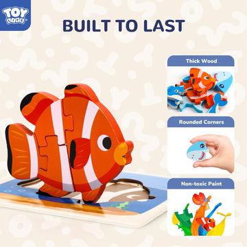 Toy Life Wooden Puzzles For Toddlers 2-4, Sea Animals Toddler Puzzles, Puzzles For Toddlers 1-3, Wood Puzzles Educational Montes