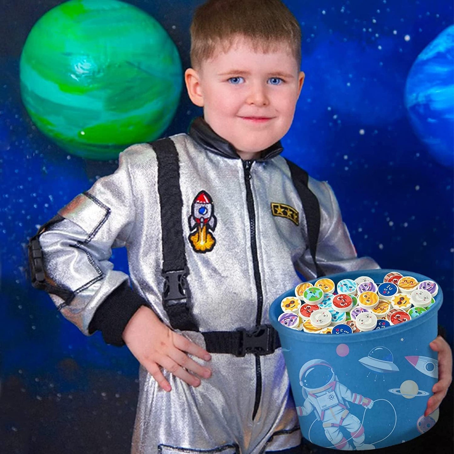 Haooryx Solar System Mini Eraser for Kids - 60Pcs Bulk Novelty Outer Space Pencil Eraser 3d Miniature Desk Puzzle Eraser for Stu