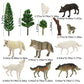 Onest 29 Pieces Mini Wolf Figurines Set Miniature Model Wolves Tree Toys Wolves Cake Toppers Decoration Small Wolf Figures For K