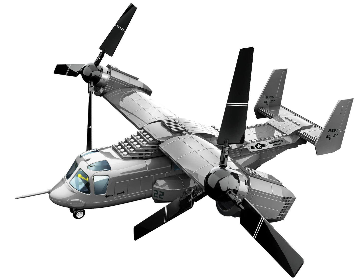 Apostrophe Games V-22 Osprey Tiltrotor Aircraft Building Block Set - 460 Pieces