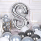 Aule 40 Inch Big Silver 8 Balloon Number Large Foil Helium Number Balloons 0-9 Jumbo Giant Happy 8Th Birthday Party Decorations