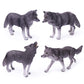 Uandme 4Pcs Wolf Toy Figurines Set Wolf Animal Figures Grey Wolf Family Cake Topper Toy Gift For Kids (Grey)