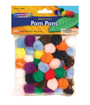 Creativity Street Bright Hues Pom Pons, 1-Inch, 50-Pack (AC8113-01)