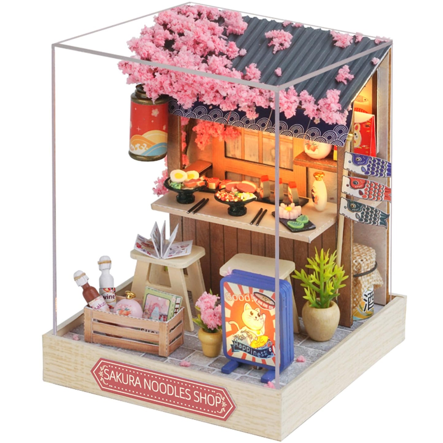 Lannso DIY Dollhouse Miniature Kit  Doll House Kit with Dust Proof Cover  Mini Handmade Wooden Dollhouse Toys for mature-themed Gift(QT41)