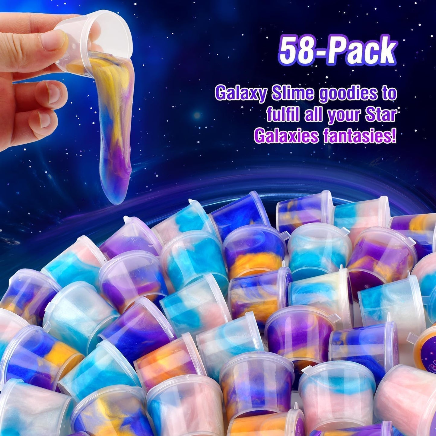 58 Pack Galaxy Valentine'S Day Slime Kit Party Favor, Mini Bulk Slime Stretchy, Non-Sticky, Slime For Girls And Boys, Stress Rel