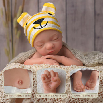 BABESIDE Lifelike Reborn Baby Dolls Aurora 16 Inch (Weight 4 lb) Full Platinum Silicone Reborn Baby Dolls Anatomically Correct Sleeping Baby Girl Real Life Baby Doll with Feeding Kit & Gift Box