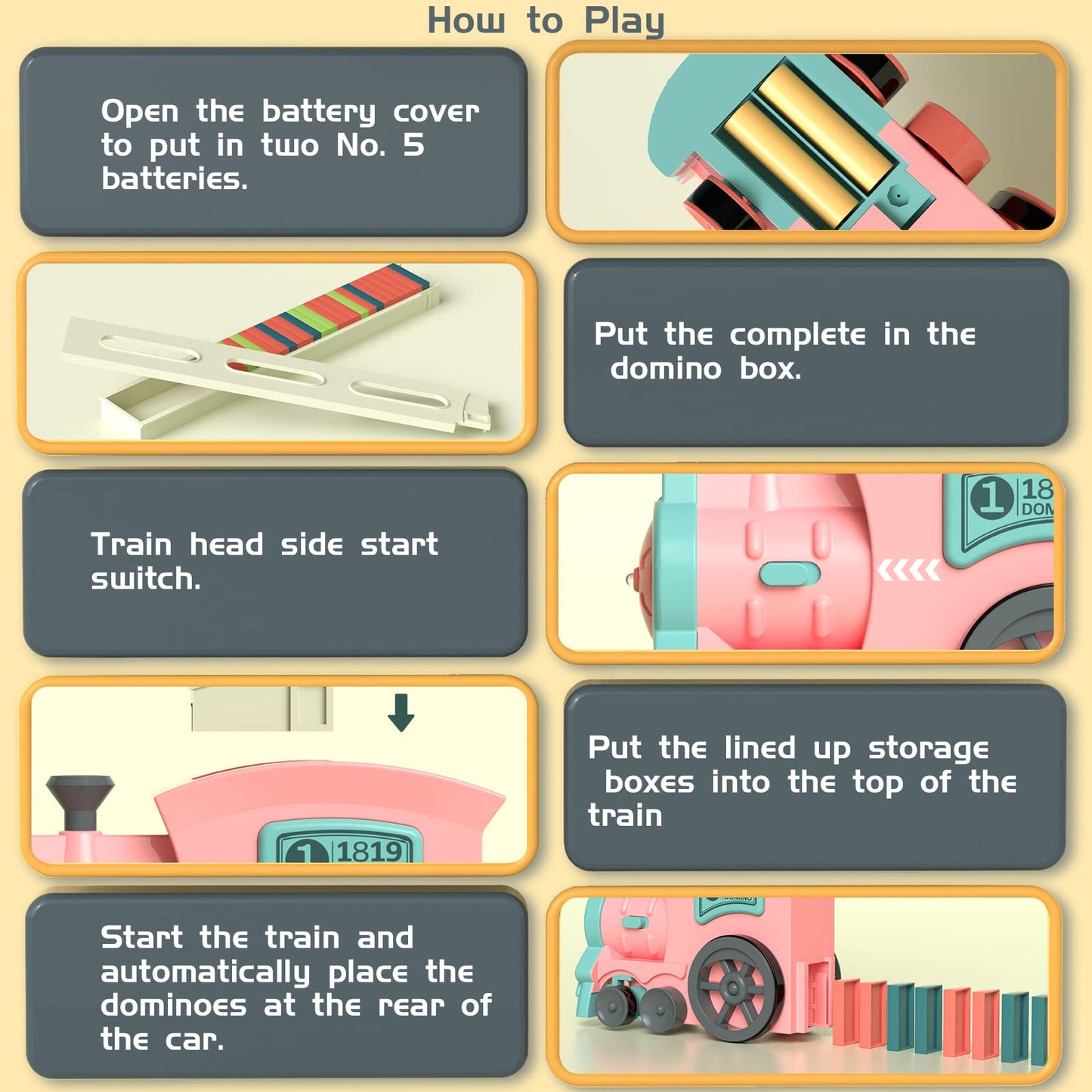 Domino Train Toys For Girls 3+ Year Old: Kids Stacking Dominoes Games - Montessori Toy Toddler 3-5 Boys Ages 4-8 - Interactive A