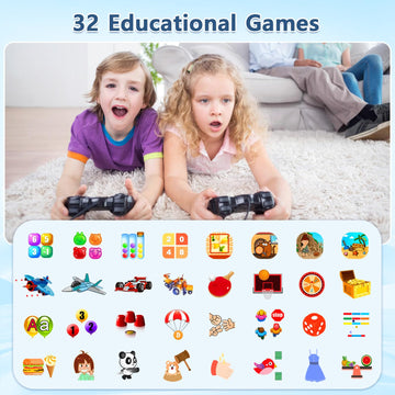 Wepfum Gift For Boys Age 5-12,Kids Smart Watch 32 Games Hd Touch Screen Watches With Video Camera Music Player Pedometer Flashli