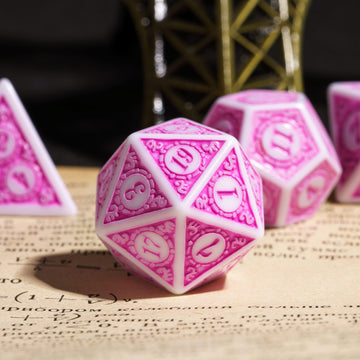Poludie 7PCs DND Dice Set, Unique Window Lattice Pattern D&D Dice Set with Leather Dice Bag, Polyhedral Dice for Dungeons and Dr