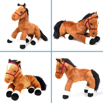 Plushland 14 Inches Soft Brown And Black Horse Stuffed Animal Toy Gift For Baby Boys Girl Holidays Birthday Christmas Halloween Thanksgiving Back To School Adhd Autism Handmade Present Sleep Companion