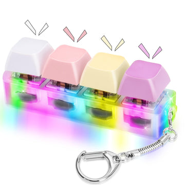 Homqyte Keyboard Fidget Toys Adults Fidget Keyboard Clicker With Led Light Keychain Sensory Toys For Anxiety Stress Relief (Maca