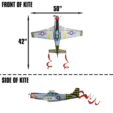 X-Kites Windnsun Super Size 3D Nylon Kite, Aircraft P-51 Mustang, 50 Inches Wide