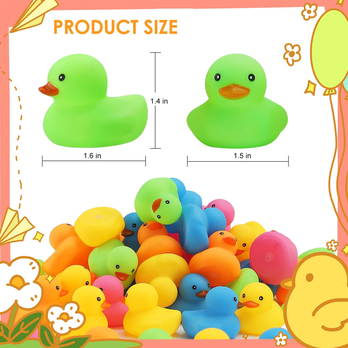 50Pcs Mini Rubber Duck Bath Toys, Multicolor Bath Ducks Bulk Float Duck Baby Bath Toy For Shower Birthday Party Favors Gift Classroom Summer Beach Pool Party Games