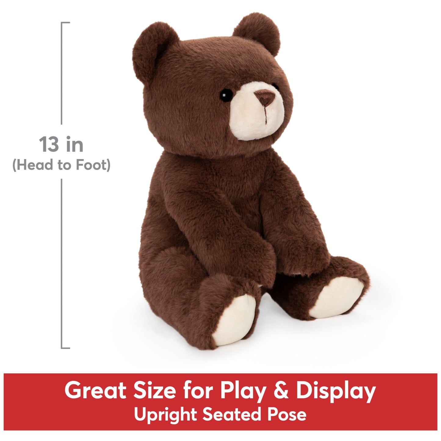GUND Finley Teddy Bear, Premium Stuffed Animal, 13" Chocolate Brown, Polyester, Model 6055962
