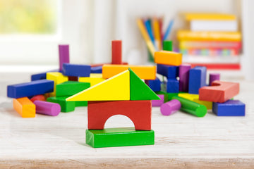Stages Sensory Builder 50-Piece Colored Wooden Blocks In Canvas Storage Bag Learning Materials