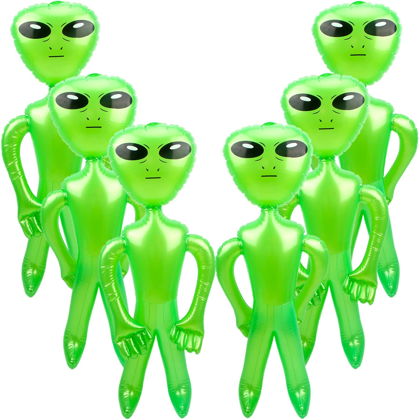 Cotiny 6 Pack Jumbo Inflatable Alien Inflatable Figures Inflate Alien Toys For Birthday Party Favors Alien Theme Halloween Party Decorations (Green)