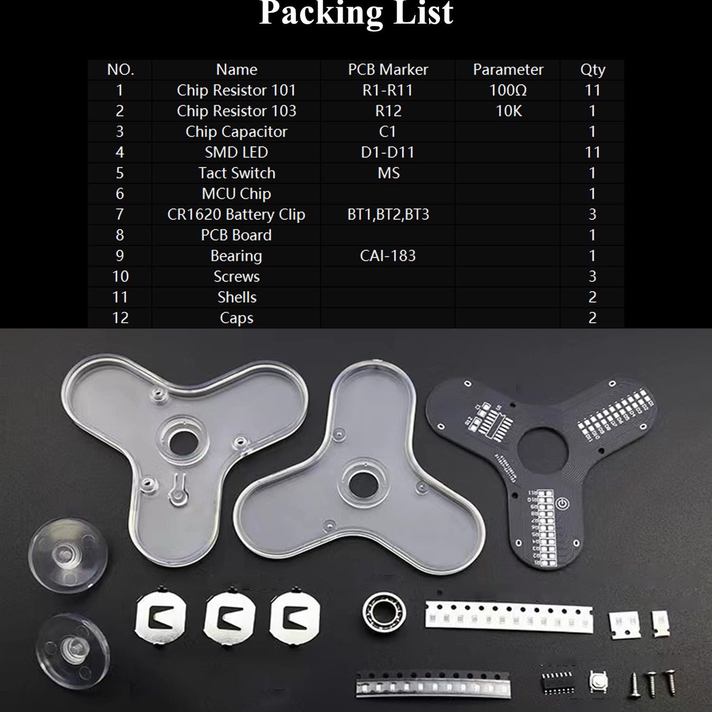 ISolderStore Soldering Practice Kit - 3 Leaves Gyroscope DIY Project for Kids & Adults, Plastic Build