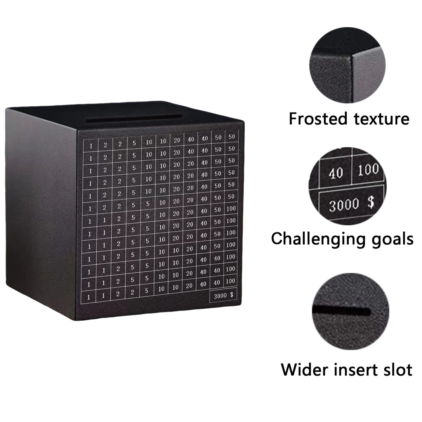 Generic Stainless Steel Money Bank Savings Box Piggy Bank Cash Saver Money Box for Adults Child (3000 Dollar) (Black)