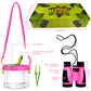 Kidz@Play Pink Bug Hunting Kit - Vest, Hat, Binoculars, Net, Container & More - Perfect for Kids' Outdoor Adventures, Small Size