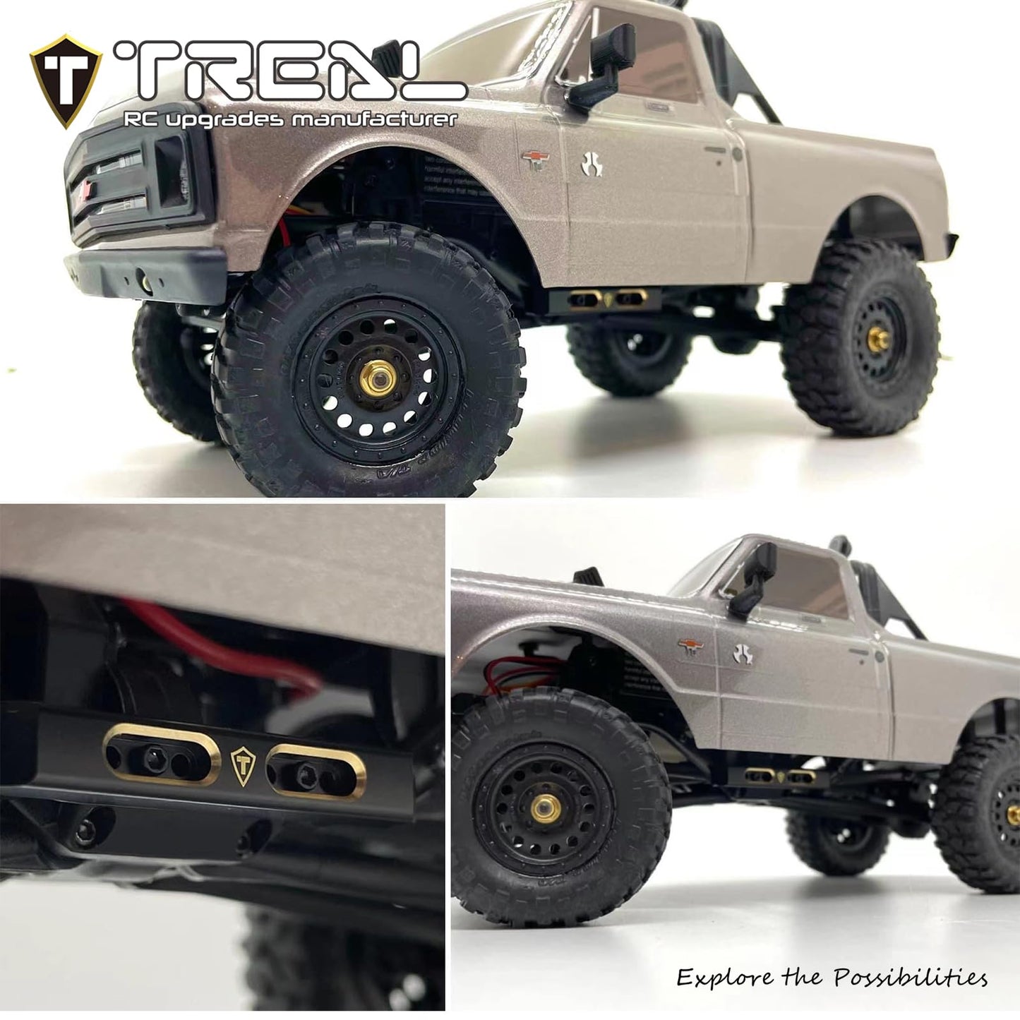 Treal Brass Boulder Bars Heavy Weight 7.9G/Pc Upgrades Compatible With 1/24 Scx24 C10 Axi00001 Deadbolt Axi90081 Wrangler Axi000