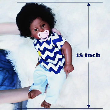 Katemily Reborn Baby Dolls - 18 Inch Soft Vinyl Newborn Baby Doll Brown Eyes Realistic Baby Boy Lifelike Baby Dolls With Feeding