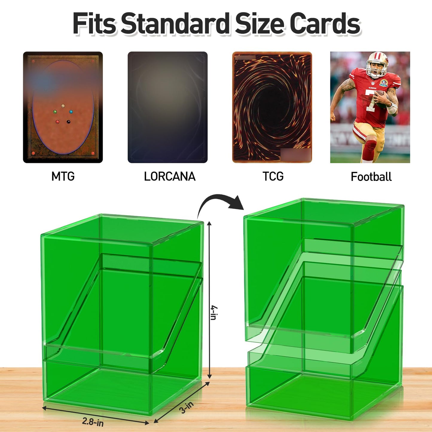 Mlikero Card Deck Cases, Acrylic Commander Deck Box Holding 100+ Sleeved Cards With Dividers, Clear Card Storage Box Fit For Mtg