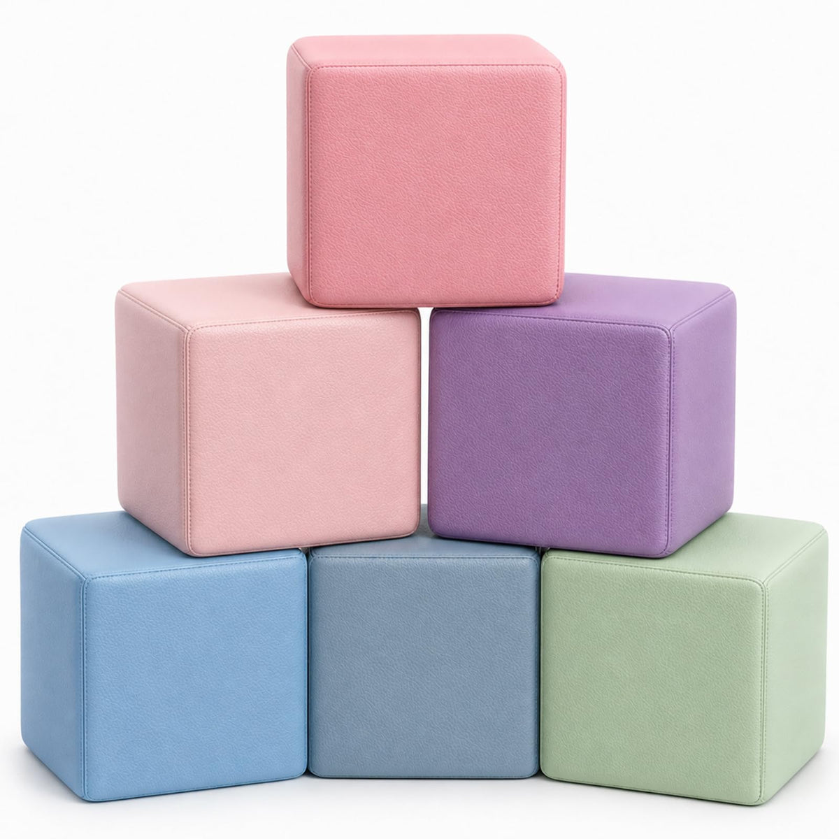 Natonhi Foam Blocks for Toddlers 13, 6Piece PU Leather Soft Building Blocks, Large Foam Blocks and Foam Cubes, Stacking Blocks