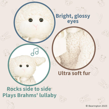 Bearington Baby Blessings Lullaby Musical Lamb White Plush Stuffed Animal, Adorable, Soft And Cuddly, Great Gift For Kids Of All
