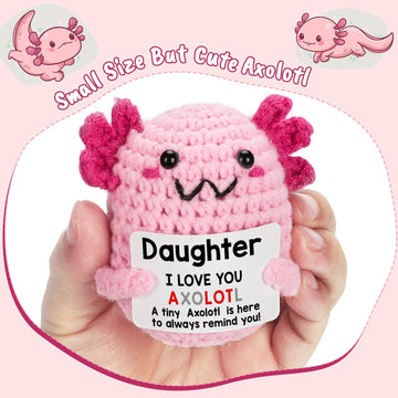 Weyon Daughter Gifts From Mom Dad, Mini Crochet Axolotl For Year Old Little Girl Kid From Mother Father, Best For Birthday, Chri