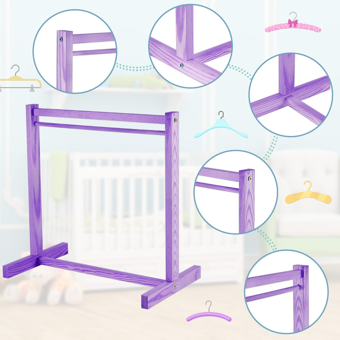 Civaner Doll Garment Rack With Wooden Clothes Hanger For 18 Inch Girl Doll Clothes Mini Hangers Wardrobe Furniture Accessories F