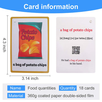 18Pcs/Set Food Quantities Kids Gifts English Flash Cards Pocket Card Educational Learning Baby Toys For Children Pre-Kindergarte
