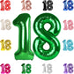 18 Balloon Number, Green Number 18Th Birthday Balloons 40 Inch, 18 Years Old Green Birthday Decorations For Boys Girls, 18Th Ann