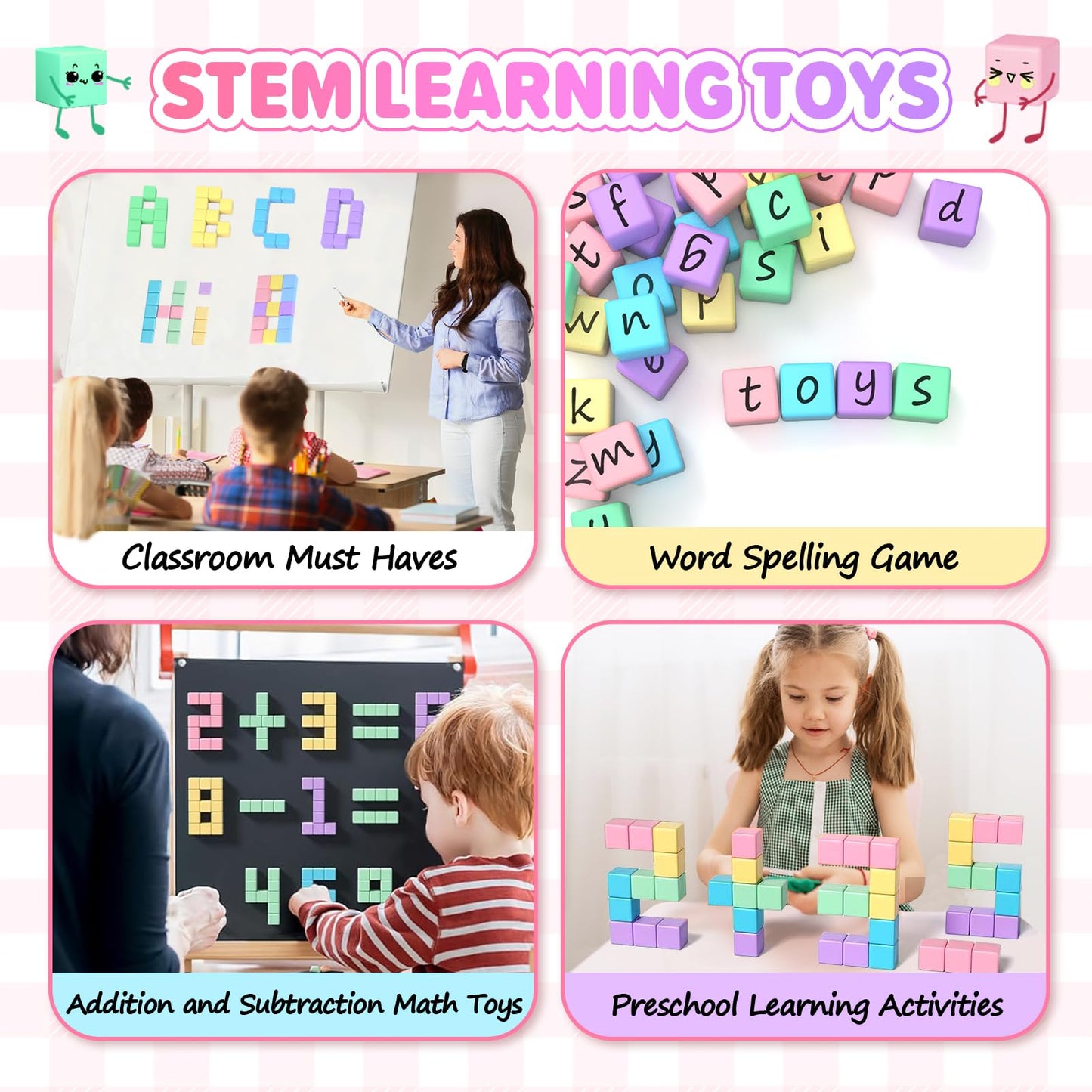 KAEILORU 45pcs Magnetic Building Blocks Set - Pastel Color STEM Toys for Toddlers, Perfect Christmas & Birthday Gift for Ages 1-5