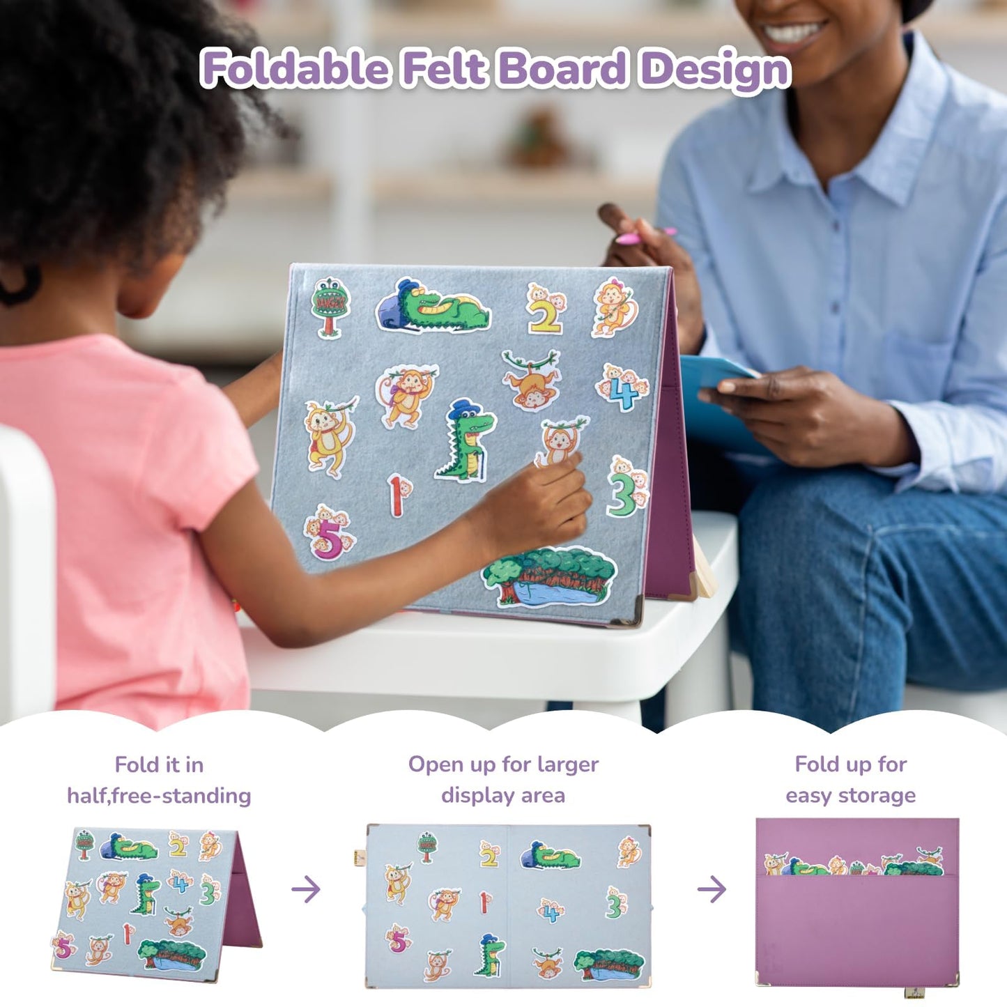 CHEFAN Felt Flannel Board Stories for Toddler,5 Little Monkeys Swinging in a Tree,Preschool Felt Activities,Flannel Graphic