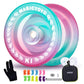 Magicyoyo Responsive Yoyo K1-Plus For Kids Beginners, Dual Purpose Yoyo With Unresponsive Bearing Kit + Yoyo Storage Bag + 12 Yoyo Strings And Yo-Yo Glove Gift (Green Pink)
