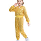 Lolanta Teen Girls Dance Costumes Youth Gold Sweatsuit Set Girls Sequin Outfit For Hip Hop Dance (Golden, 14-15 Years)