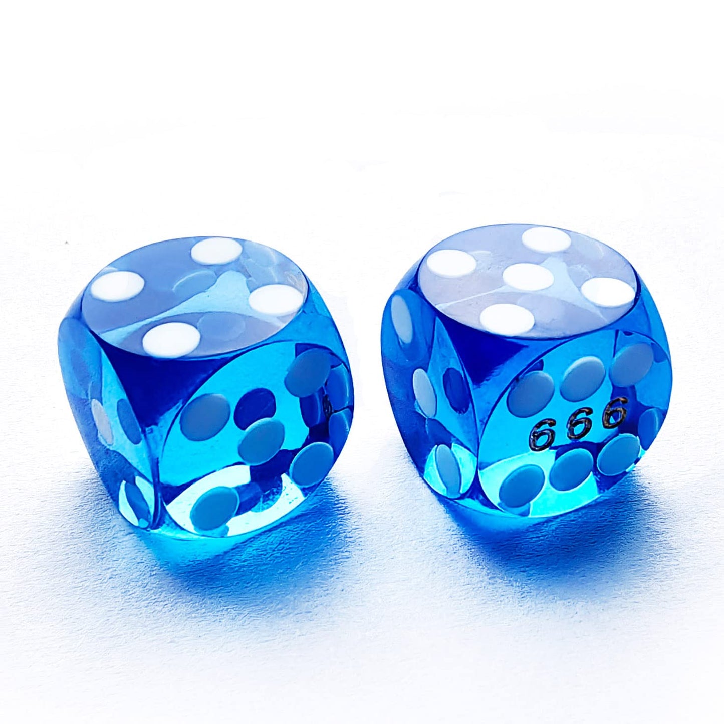 Bescon Professional Precision Dice Round Corner 5/8 (16mm) with Random Serial Number, Precision Cut Dice 16MM Gem Blue, 2pcs Set