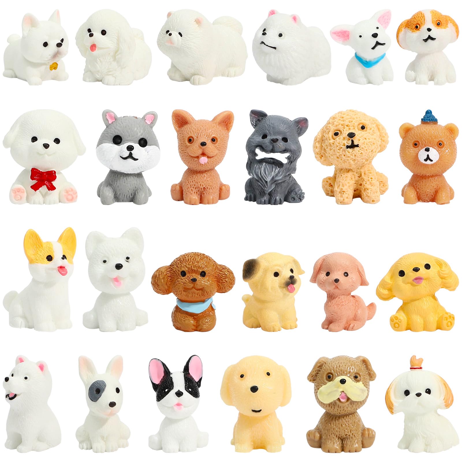 Onest 24 Pieces Mini Dog Figurines Playset Hand Painted Tiny Dogs Realistic Detailed Plastic Puppy Figures Toys Small Dog Figurines For Kids Adults