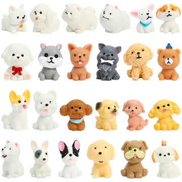 Onest 24 Pieces Mini Dog Figurines Playset Hand Painted Tiny Dogs Realistic Detailed Plastic Puppy Figures Toys Small Dog Figurines For Kids Adults