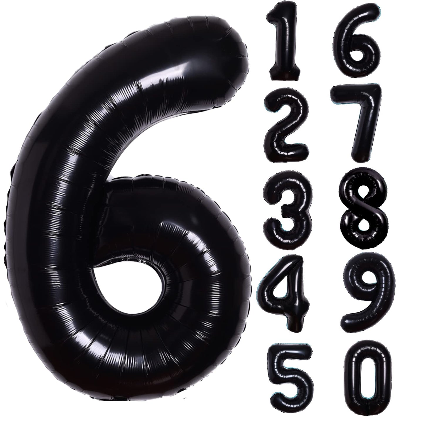 40 Inch Giant Black Number 6 Balloon, Helium Mylar Foil Number Balloons For Birthday Party, 6Th Birthday Decorations For Kids, A