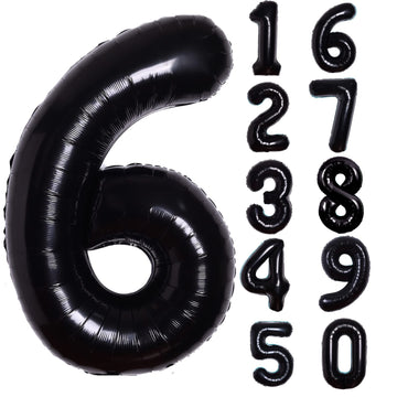 40 Inch Giant Black Number 6 Balloon, Helium Mylar Foil Number Balloons For Birthday Party, 6Th Birthday Decorations For Kids, A