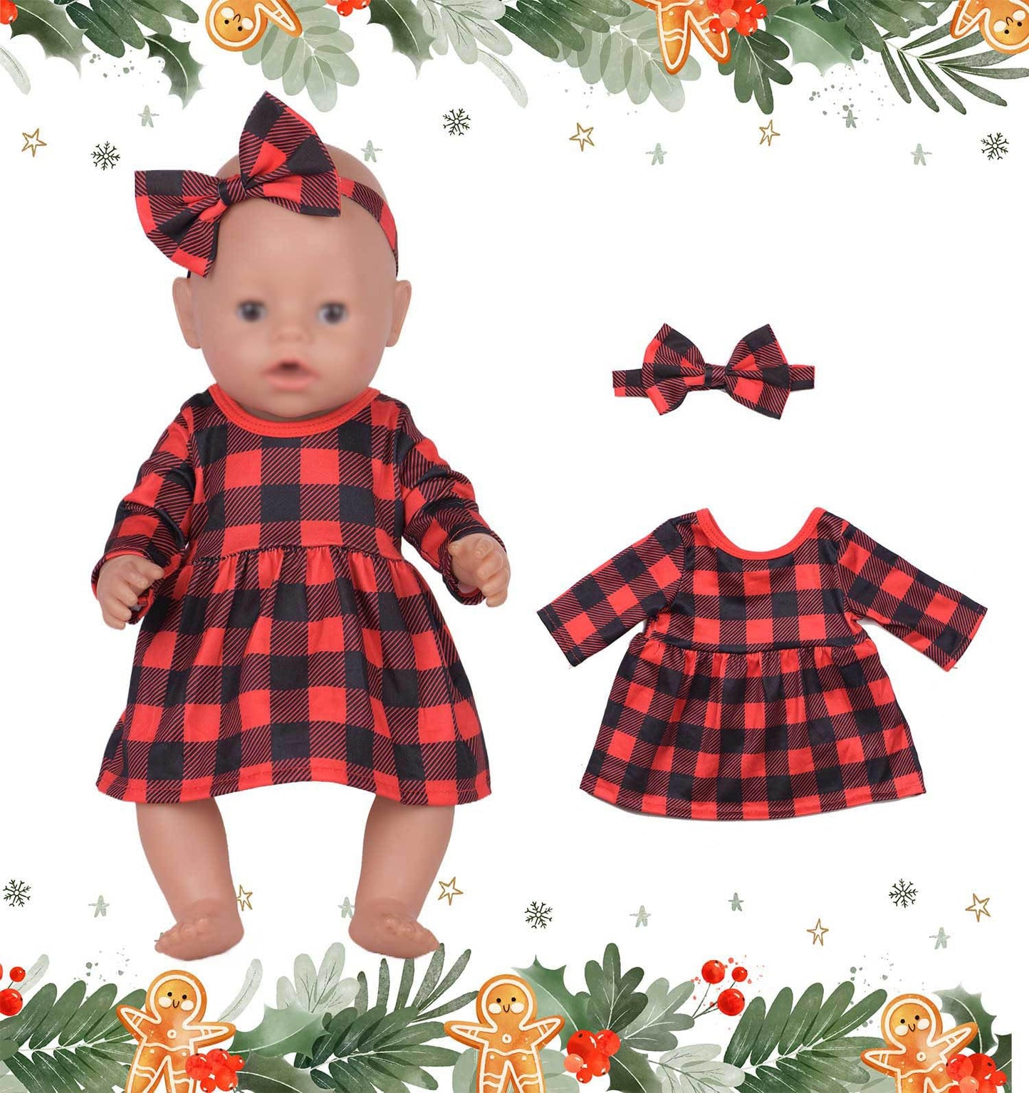 Sweet Dolly Doll Clothes New Born Baby Doll Clothes, Plaid, Jumpsuit, Tutu Skirt Doll Accessories For 15 Inch 16 Inch 18 Inch Ba