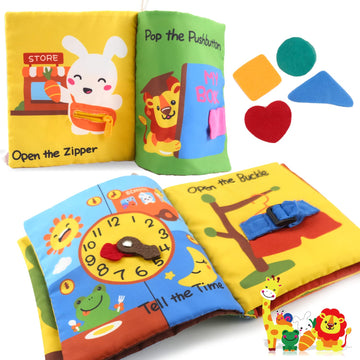 Richgv Baby Books Toys 6-12 Months, My First Story Book Busy Book 6-12-18 Months, Baby Montessori Toys Travel Toy, 10 Pages Pres