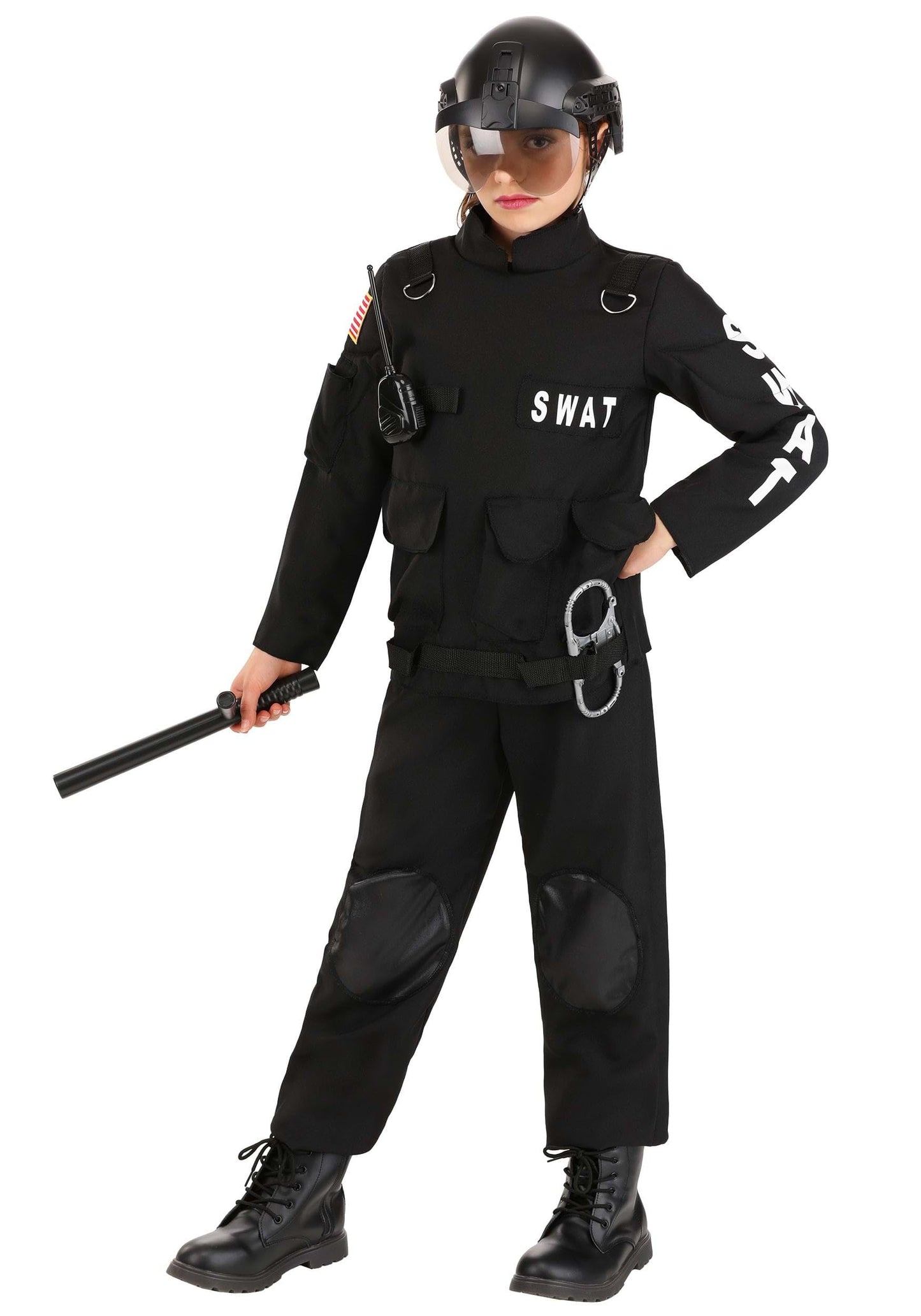 Fun Costumes Kids Swat Commander Costume Swat Team Costume For Boys, Black, X-Small