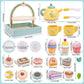 Wooden Tea Party Set for Little Girls, Tea Set Toddler Girl Toys, Pretend Play Tea Sets for Toddlers 3-5, Wooden Toys with Cupca