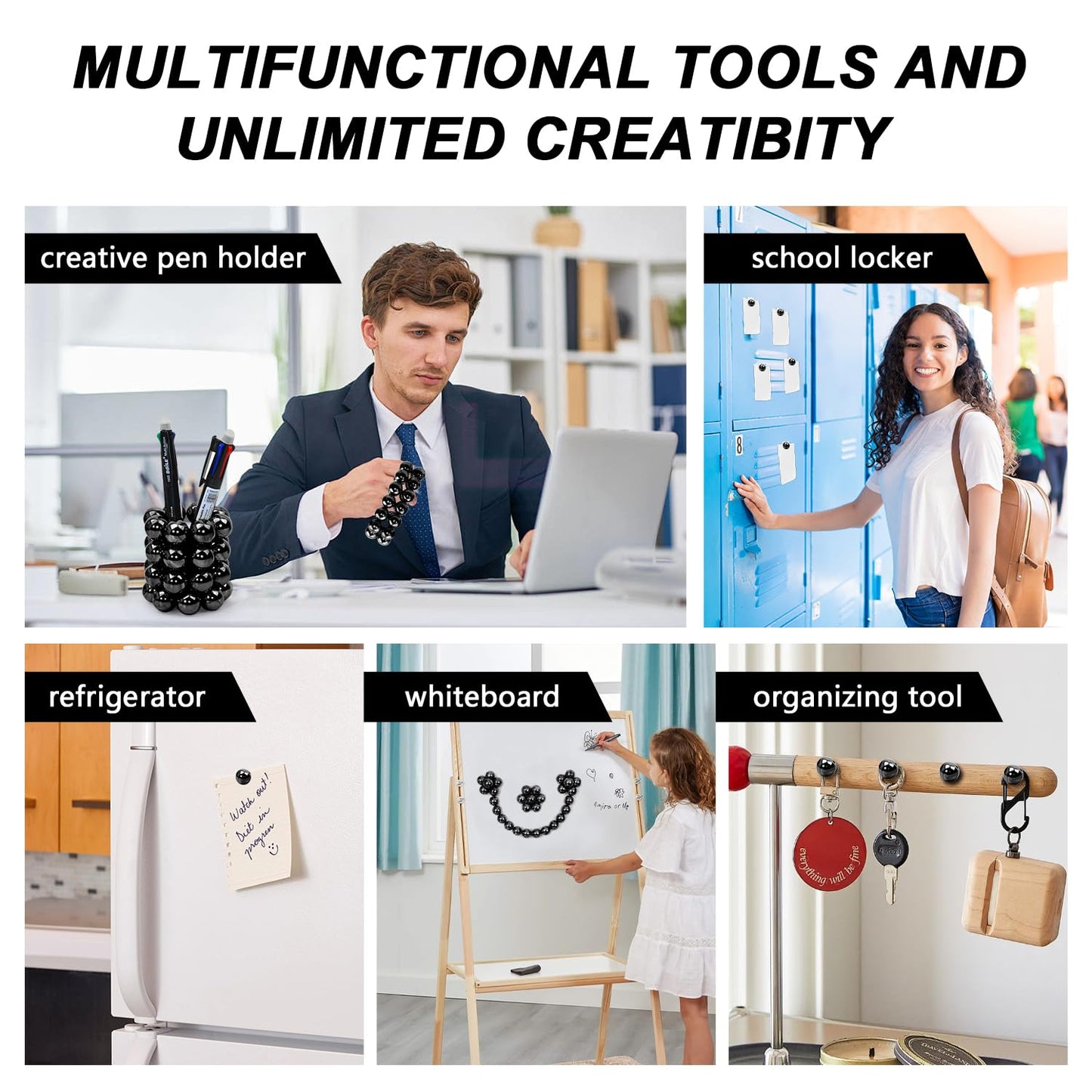 32 Pcs Magnetic Balls Fidget Toy mature-themed Fidget Toys  Science Kit for Anxiety Relief Office Desktop Decoration  Anti Anxiety  Executive Desk Toys  Building Crafts for Teens Party Favors Gift(Balck)