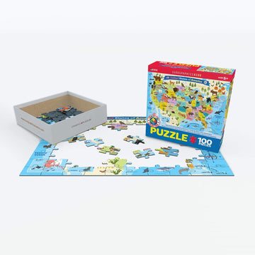 Eurographics Illustrated Map Of The United States Of America 100-Piece Puzzle