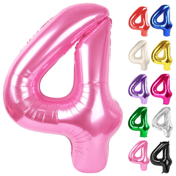 Pink Number 4 Balloon 40 Inch, 4 Balloon Number, 4Th Birthday Decorations, Pink Party Supplies For Boys Girls