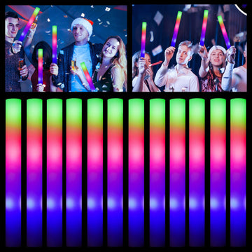 Colorhome Glow Sticks Bulk - 100 Pcs Led Foam Sticks Glow In The Dark Party Supplies With 3 Modes Flashing Effect, Glow Batons Party Favors For Party Wedding Birthday Concert Halloween Christmas